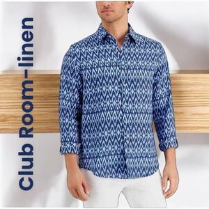 Club Room-Size Medium button down shirt. Ikat Breeze pattern. 100% Linen. EUC!!!